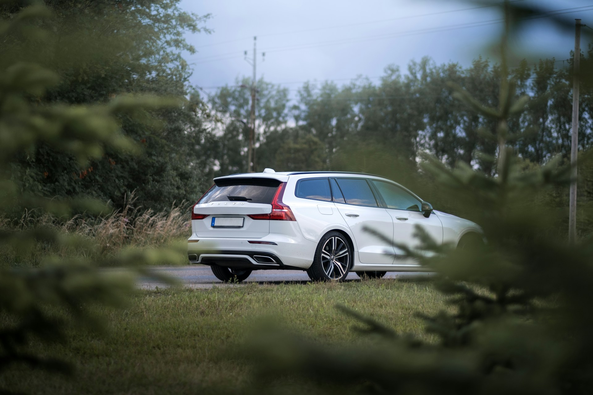 White car on the road