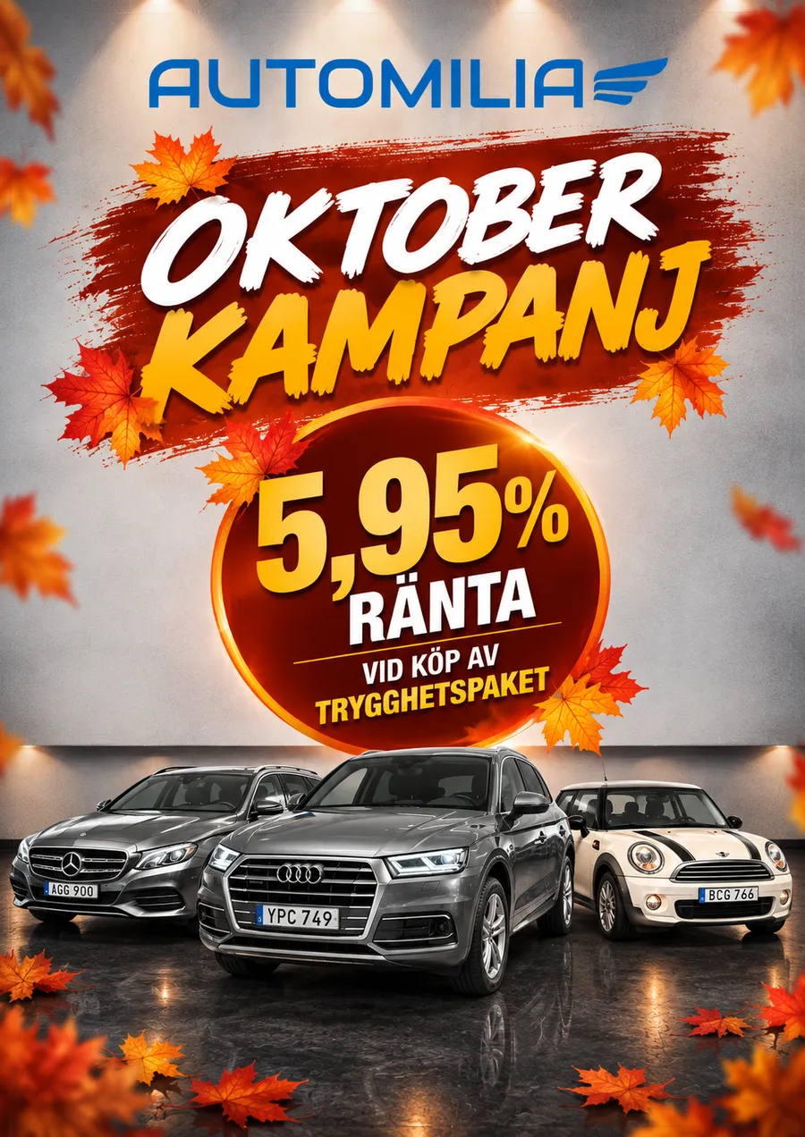 Oktoberkampanj hos Automilia: 5,95 % ränta vid köp av Trygghetspaket
